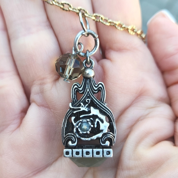 Anthropologie Blue Agate Quartz Druzy Amulet Charm Necklace RARE - Picture 5 of 12